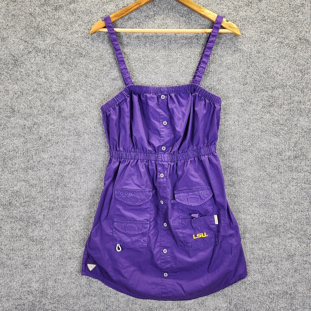 LSU Columbia Dress Womens Medium PFG Performance Fishing Sleeveless Pockets